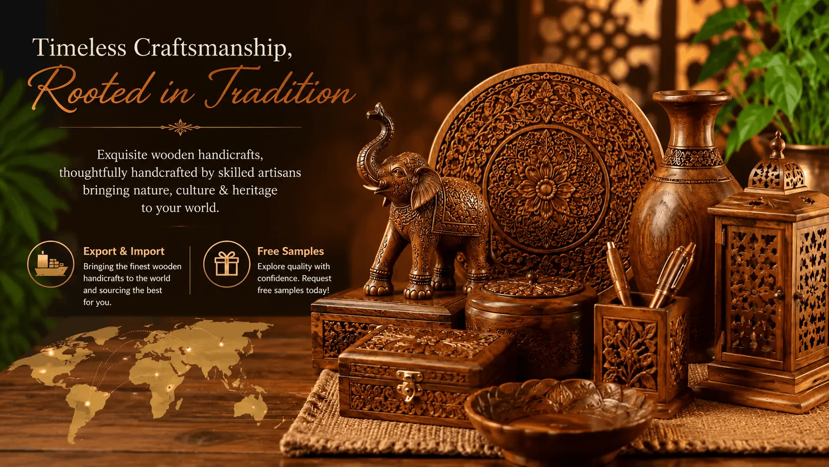 Trade Horizon Wooden Handicraft Items Export Banner
